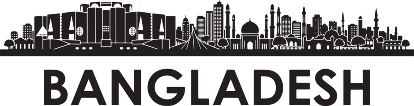 Bangladesh city skyline silhouette illustration