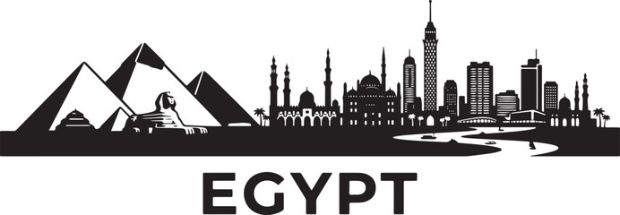 Obraz premium Stunning Egypt cityscape with pyramids and modern skyline