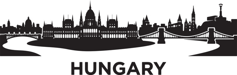 Obraz premium Stunning Budapest cityscape silhouette with iconic bridges and buildings