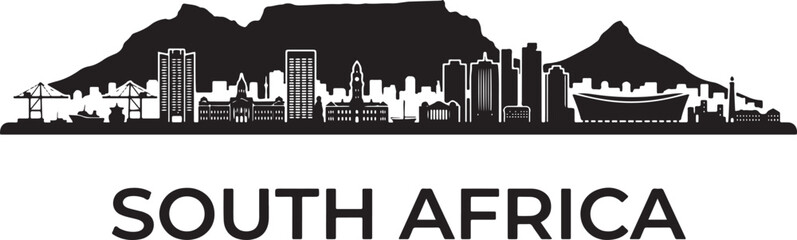 Obraz premium Stunning South African cityscape with modern skyline and iconic mountain backdrop