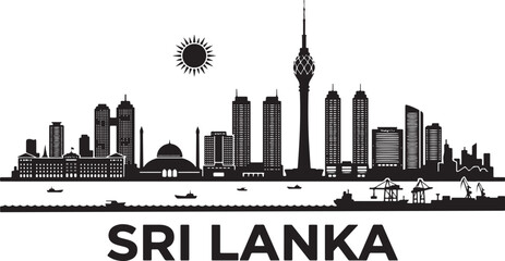 Fototapeta premium Vibrant Sri Lanka cityscape with modern skyscrapers and iconic landmarks
