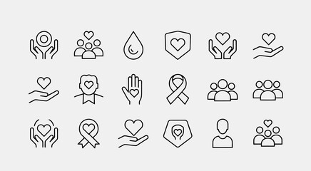 Fototapeta premium Set of 20 charity icons vector