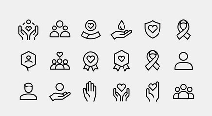 Fototapeta premium Set of 16 charity icons vector