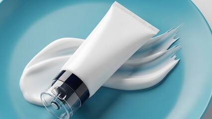 Minimal studio Skincare tube mockup cosmetic packaging template beauty cream lotion container product branding design realistic clean isolated background for skincare spa cosmetic marketing