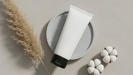 Elegant Skincare tube mockup cosmetic packaging template beauty cream lotion container product branding design minimal clean isolated background for skincare spa dermatology marketing