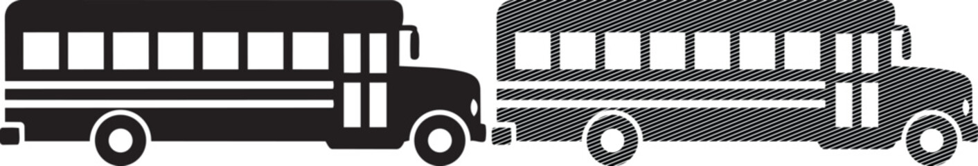 Two school buses driving side by side on a road