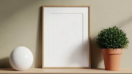 Elegant modern Wall frame mockup minimal interior wall decoration with empty poster frame gallery background clean home decor template scene for artwork presentation branding showcase and design