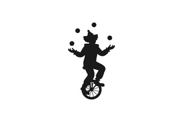 Silhouette of a Clown Juggling on a Unicycle © Bayu