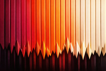 Abstract Gradient Background with Red Orange Yellow Vertical Stripes and Jagged Bottom Edge