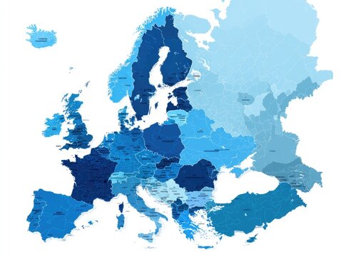 Map of Europe showing countries and their internal administrative divisions