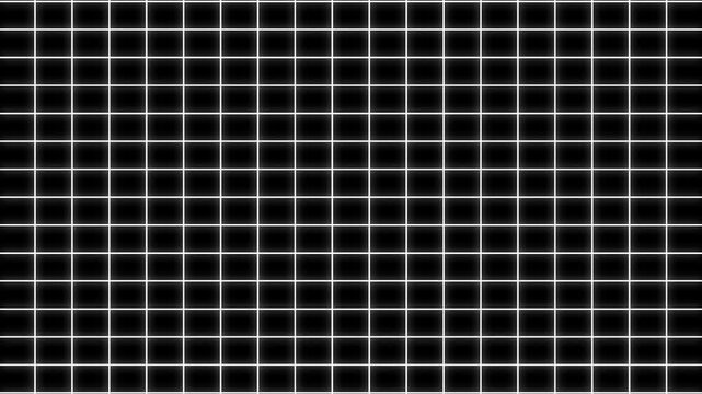 A grid pattern of dark and light squares creates an abstract background