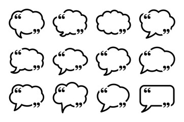 Collection of Speech Bubbles with Quotation Marks for Text and Dialogue