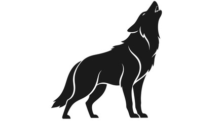 Obraz premium Silhouette of a wolf howling at the moon, isolated on white background