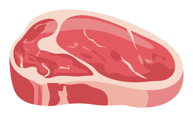 Raw Steak Cut with Marbling and Fat, Isolated on White Background