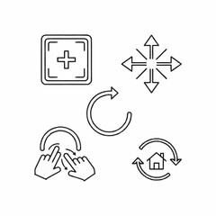 Set of outline icons for user interface and web design.