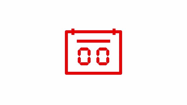 5 seconds countdown timer featuring red shape progress animation with numeric countdown