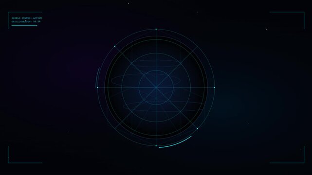 Futuristic Digital Hud Screen Scanning Global Network Grid
