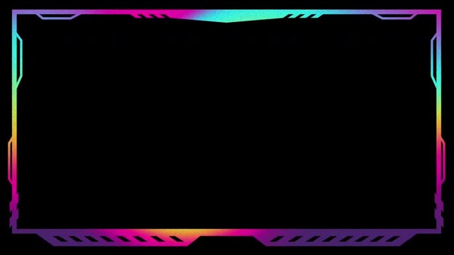 Colorful webcam for streaming border with transparent background. Animation Border gaming overlay