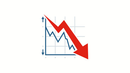 Obraz premium Red Downtrend Arrow minimal icon