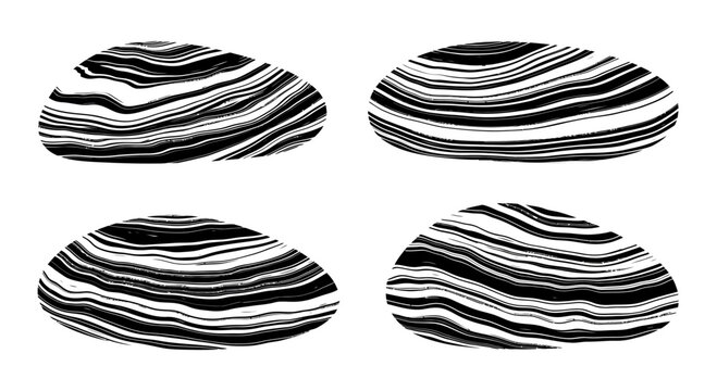 Abstract Black and White Stone Patterns, Organic Shapes, Natural Textures