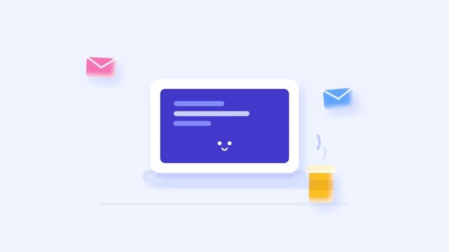 Email Message Sending from Computer Screen with Happy Face