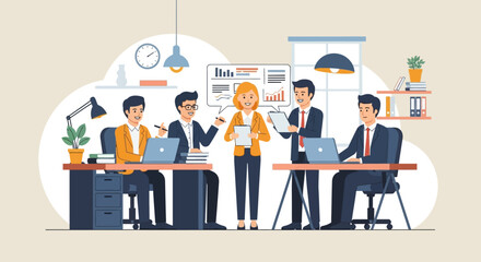 Obraz premium Business Professionals Working Together in Modern Office.
