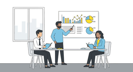 Business Professionals Discussing Data and Charts.