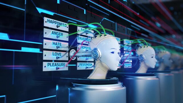 AI Emotion Neural Interface: Futuristic Robot Lab
