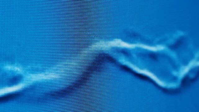 Abstract blue digital wave pattern on a pixelated screen background