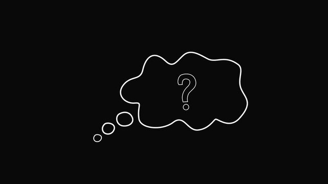 Sketch style thought bubble with a question mark inside and subtle wiggle animation isolated on transparent background, ideal for questions, curiosity, and creative video overlays.