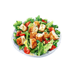 chicken caesar salad hand drawn vector illustration
