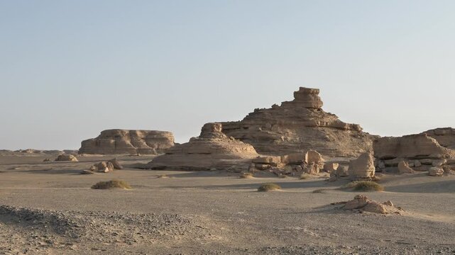 Gobi Desert Yardang Formations and Cracked Earth Landscape