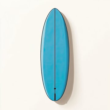 Sleek, vibrant blue surfboard with a single black stringer and fin plug