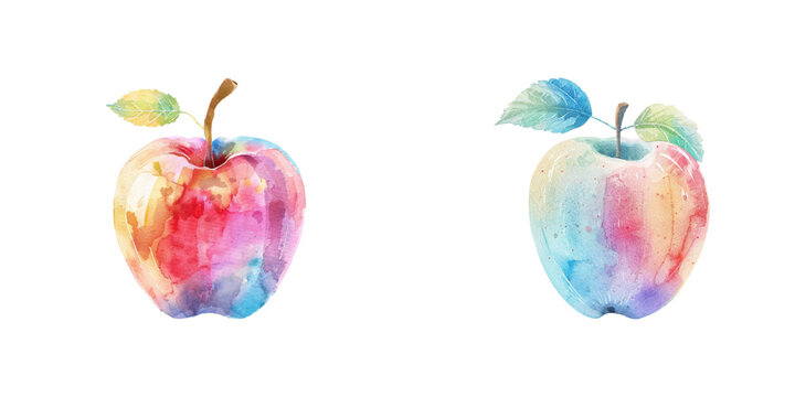 abstract color silhouette of apple fruit watercolor vector illustration