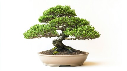 A Beautifully Groomed Bonsai Tree in a Traditional Pot with Elegant Green Foliage Showcasing the Art of Miniature Tree Cultivation and Care