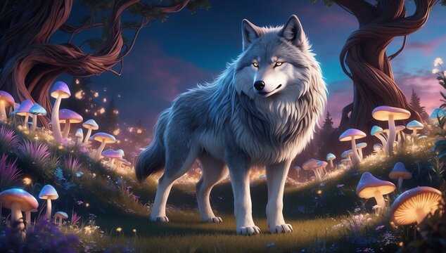 wolf howling at night