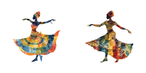 african female dancer watercolor vector illustration © Dar