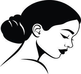 Serene woman with hair in a bun profile portrait © rijvi