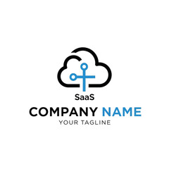 Obraz premium Cloud Computing Logo Template with SaaS Text.