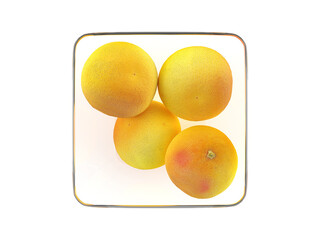 Glass bowl with grapefruits