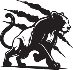 Fototapeta premium Dynamic Black Panther Running Illustration, vector illustration of a lion