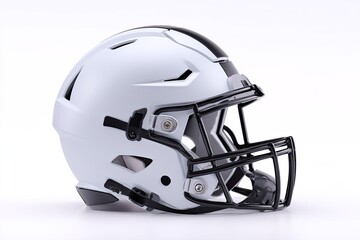 Fototapeta premium White football helmet with black accents on a clean, white background