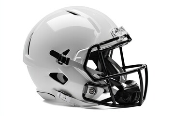 Fototapeta premium A clean, white football helmet with a black face mask, isolated