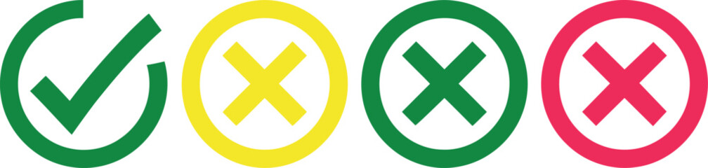 Obraz premium Traffic light indicator symbols for approval and disapproval
