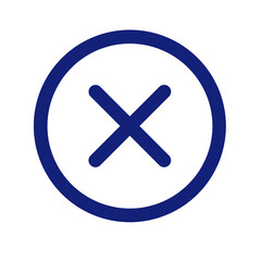 Obraz premium Blue circle with x symbol isolated on transparent background