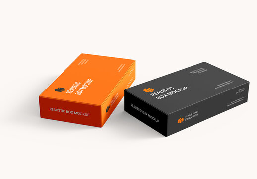 Realistic Mailer Box Packaging Mockup