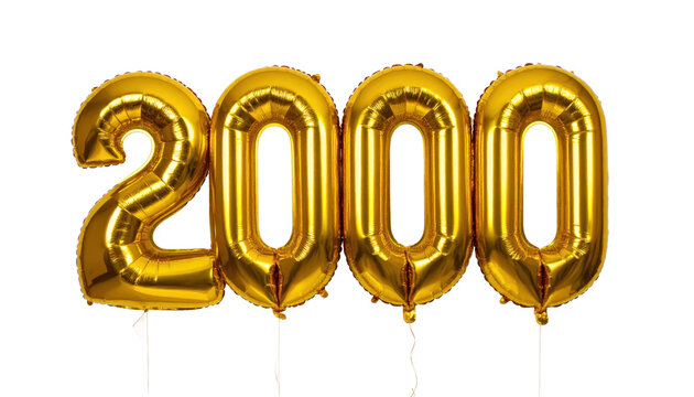 Shiny Golden Balloons Displaying The Numbers 2000 For A Festive Celebration Event