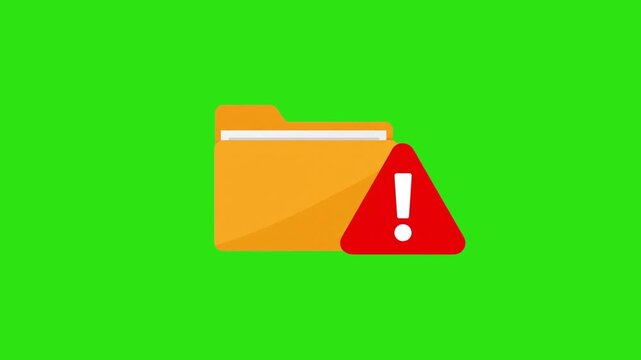 Animated Folder Alert Icon with Green Screen and Black Background