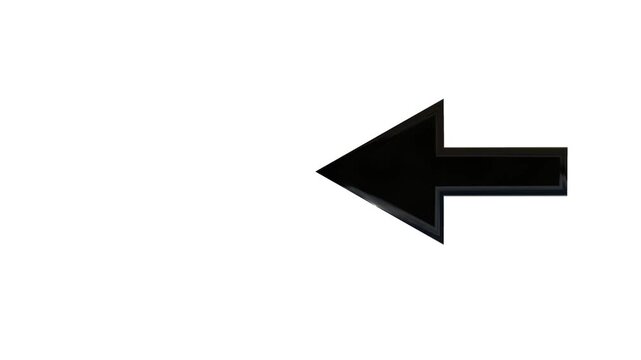 Black arrow pointing left animation white background. Animation red arrow pointing to side and moving Bouncing left icon arrow.