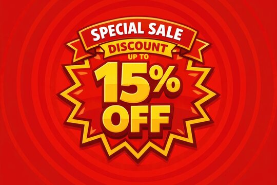Special Sale Discount Up To 15% Off Red and Yellow Banner